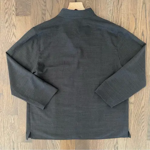 Max Mara Stretch Wool Stand Collar Open Front Jacket Charcoal Grey US 6