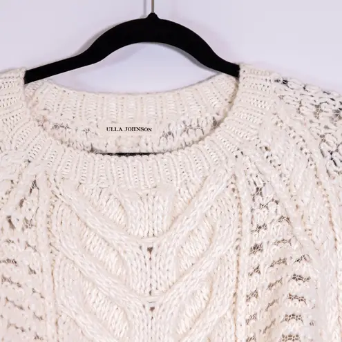 Ulla Johnson Women's Alpaca Wool Blend Knit Crew Neck Pullover Sweater Ivory L