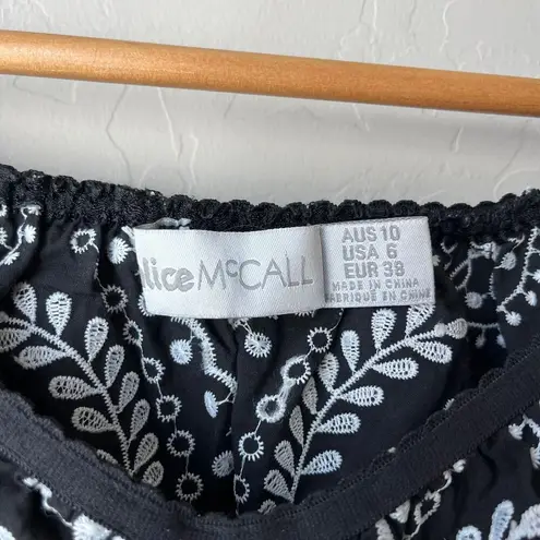 Alice McCALL Top Anywhere Black White Embroidered Off the Shoulder Crop Top Sz 6 - Image 6