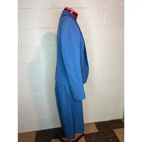 suit skirt set 1980s blue boxy boyfriend straight skirt Size 12