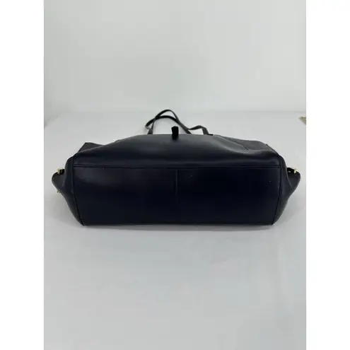 Zac Posen ZAC Dark Blue Folded Gusset Leather Tote Bag Purse