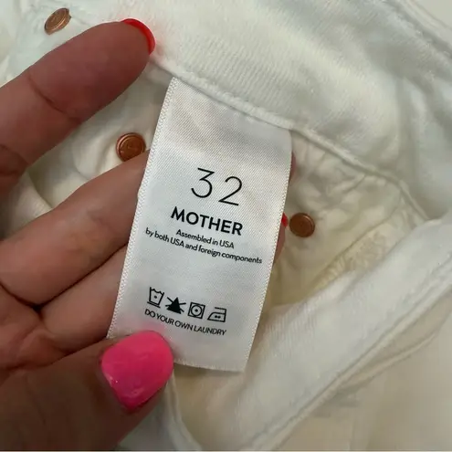 Mother Lil’ Roller Fray Wide Leg Jeans Fairest Of Them All White 32 Petite Size undefined