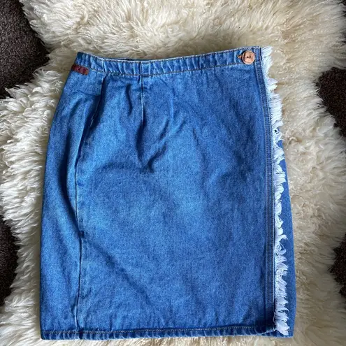 Edge Vintage Gitano Wrap Denim Skirt with Fringe Jean skirt 90s vtg