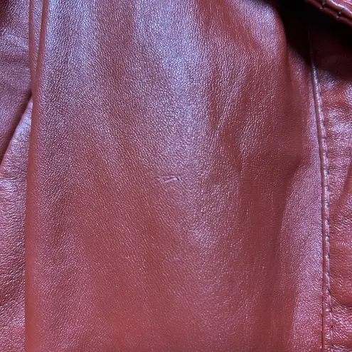 VTG 70s Women's Leather Rust Brown Belt Jacket Coat Retro Boho Indie Disco Small