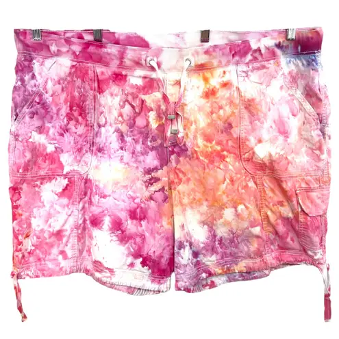 Terra & Sky Terra Sky Plus Size 4X Cargo Shorts Handmade Tie Dye 28W 30W Hot Pink Peach 953