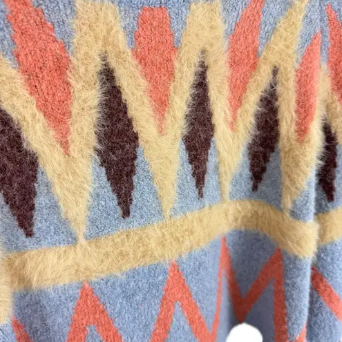 Cache Cache Aztec Colorful Tight Knit Fuzzy Cozy Pullover Sweater Size L Blue Size M - Image 3