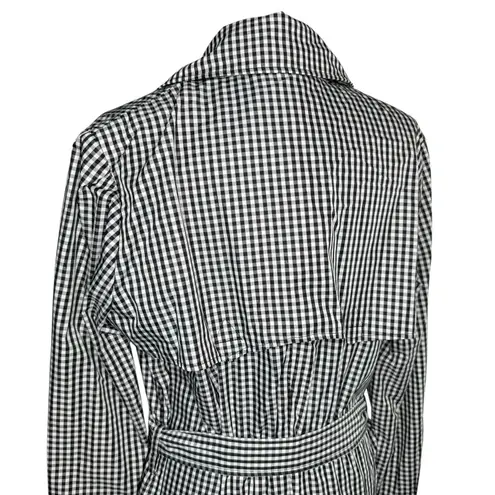 NWOT LRL Ralph Lauren Large Double Breasted Gingham Trench Coat Long Jacket Black