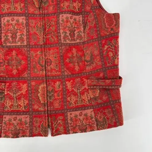 The Territory Ahead Women's Patterned Tapestry Zip-Up Vest Red Size 6 Western - Image 6