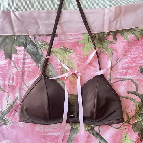 Victoria's Secret brown vintage victoria’s secret padded bikini top halter neck  - Image 1