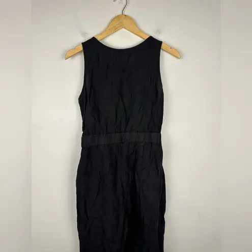 Nation Ltd Los Angeles Black Kiara Linen V Neck Straight Leg Jumpsuit Women’s S