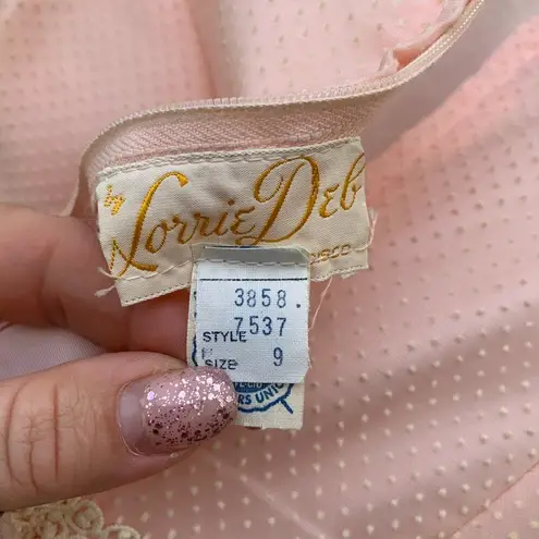 Vintage 60s Lorrie Deb pastel pink Swiss dot dress