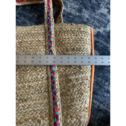 Jute Tote~Straw Front/Orange Propylene Back~made in India