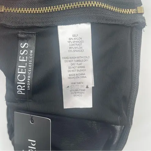 PRICELESS Bustier Size Small Can’t Resist Black NWT Boning Sexy Sheer Mesh Crop