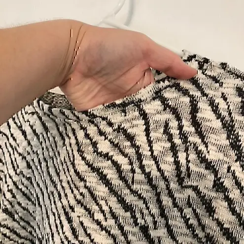 Sharagano Zebra Print Hacci Blouse Cream Off White Black Animal Long Sleeve Top