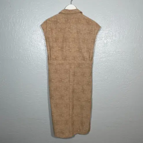 Rei Co-op REI Women XS Tan Brown Print Sun Up Shirt Dress Button Front Pockets UPF 50