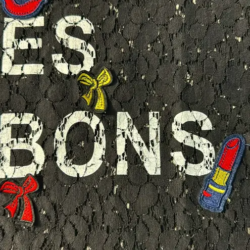 Edward Achour Paris “Comme Des Bonbons” Black & White Embroidered Lace Tee Eu 40 Size M