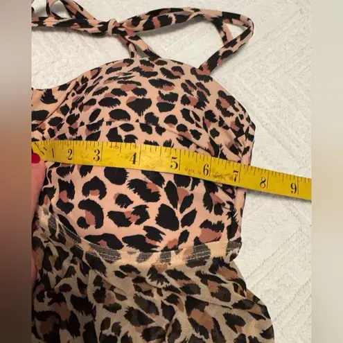 Kona Sol  tankini swim top - leopard animal print - brown tan black - Medium