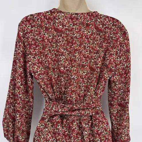 Max Studio  Top Womens Small Red Floral Country Print Polyester Belt Hippie Boho