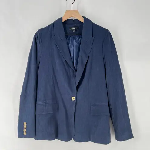 Lulus Classic Navy Linen Blend Womens 1 Button Relaxed Fit Blazer NWOT Size XS Blue