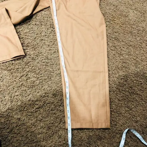 Commense Women's High Waisted Cropped Skinny Straight Leg Trousers Tan Medium Tan