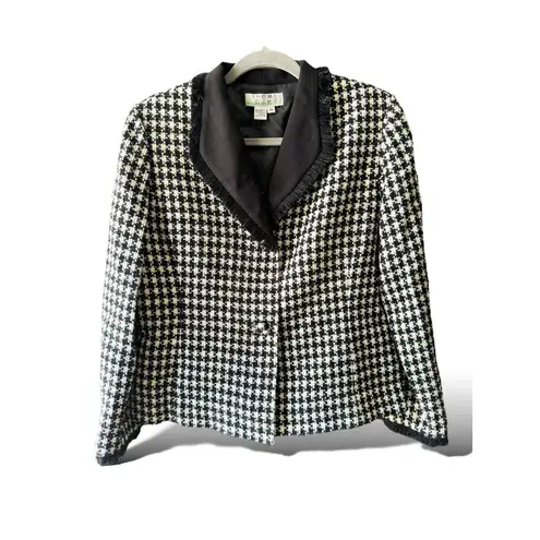 NWT Shomi Petites Houndstooth Black White Blazer Size 14