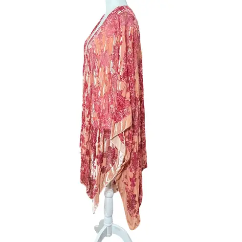 Torrid NEW  Velvet Burnout Pink Red Whimsy Goth Fairy Kimono Cardigan Shawl Sheer