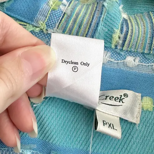 Coldwater Creek Blue/Green Boucle Striped Button Down Jacket, Size PXL