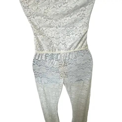 We Are HAH Free People All Tied Up Convertible Lace Pant Jumpsuit Ivory SZ S NWT White