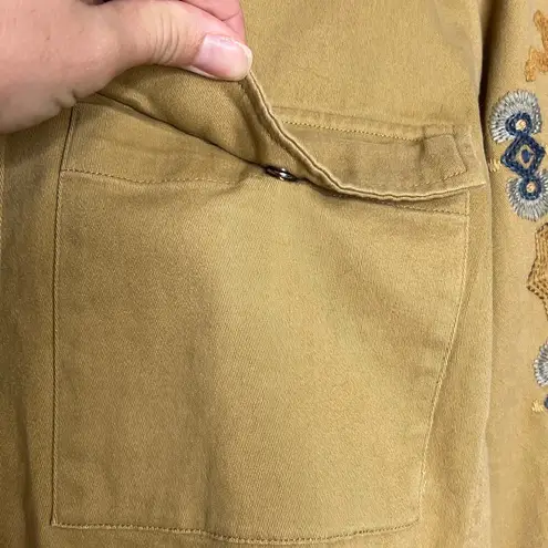 Johnny Was Amika Peplum Military Embroidered Jacket Tan Size Medium