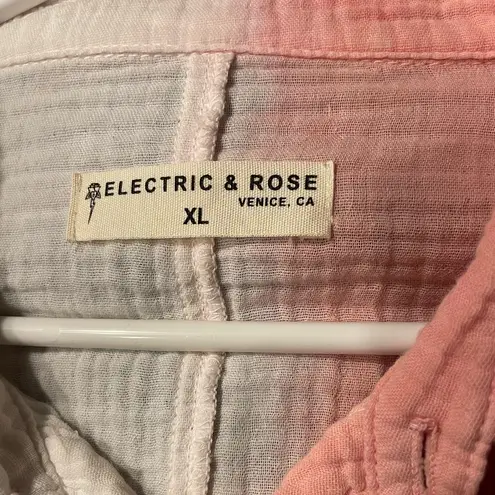 Electric & Rose 100% Cotton Double Gauze Dip Dyed Colorblock Button