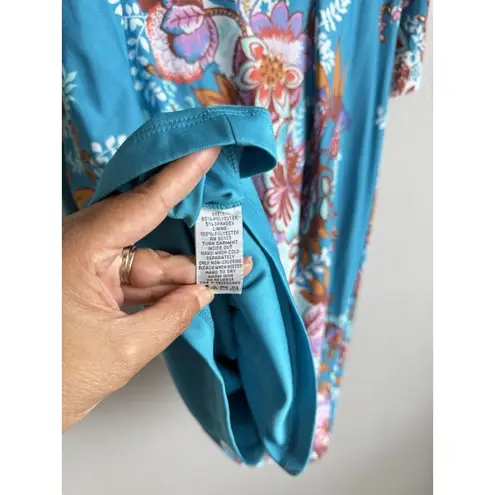 Bob Mackie Wearable Art Paisley Floral Midi Dress Women’s Size L Colorful Artsy