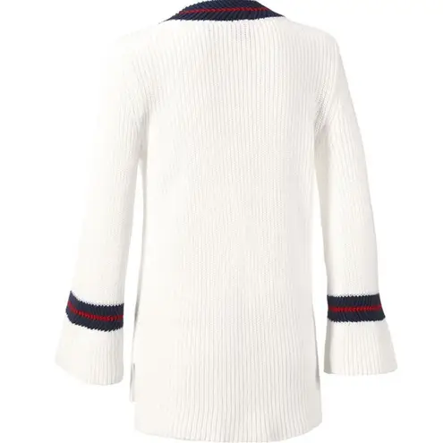 CAbi  Ace Pullover Sweater Tennis White Oversized V-neck casual Women’s Sz Medium