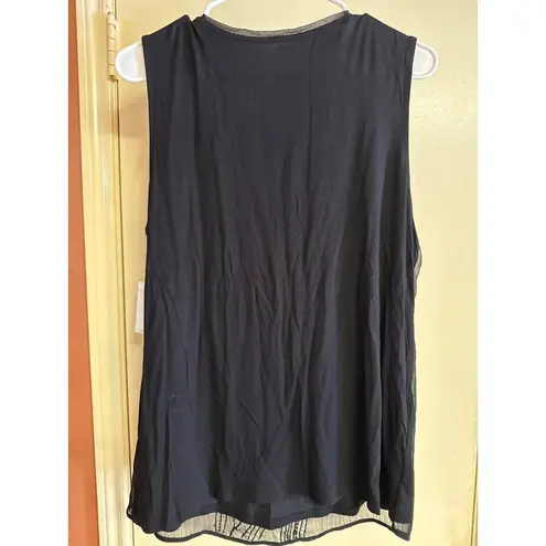 Coldwater Creek Black Beaded Sleeveless Top L 14 Elegant Sheer Layered Design Wo