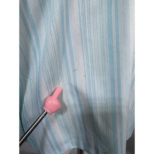 Vintage Fire Islander Blue Stripe Secretary Blouse Bow Tie Neck Retro Coastal L Size L