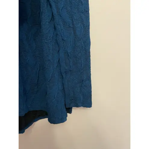 Vintage Cut Loose Long Sleeve Top Women Medium Blue Textured Stretch Boho Retro