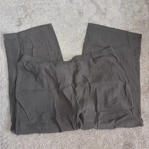 Lisa Rinna Collection Brown Crepe Gauze Muslin Full Length Wide Leg Pants Size 26W