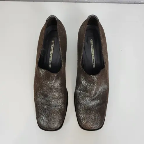 Donald J Pliner Womens Shoes Size 9 Silver Brown Embossed Slip