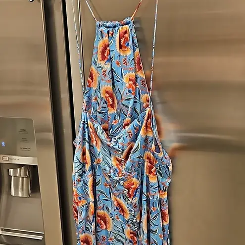 đź’•PACO RABANNEđź’• Floral Halterneck Maxi Dress Blue Indian Flower Print EU 46 NWT Size undefined