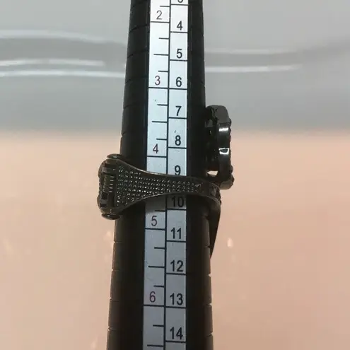 Long Dark Crystals Spring Ring. Statement Piece Gray