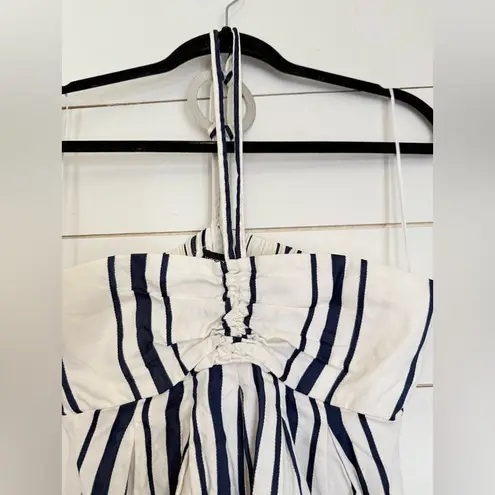 Emporio Armani Babydoll Striped Strappy Summer Dress White Navy