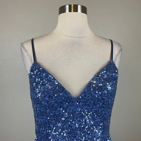 Aidan Mattox Sequined Colorful Sleeveless A-Line Midi Cocktail Dress Blue Size 4