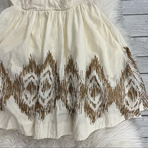 Anthropologie  Moulinette Soeurs, Cream and Gold Strapless Dress, Size 6