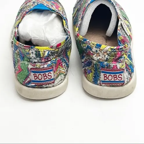 BOBS For Skechers Multicolor Sequin Graphic Canvas Slip On Shoes, Size 7