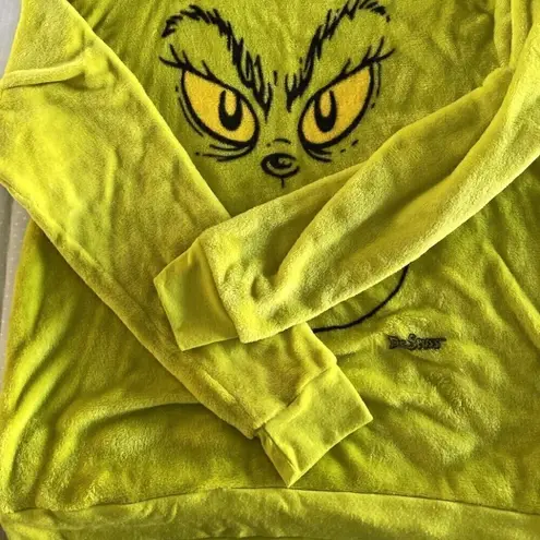 Dr. Seuss The Grinch Plush Sweatshirt Soft Long Sleeve Sz L Green Christmas Size L