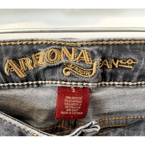 Arizona Super Skinny Gray Distressed Denim Jeans 3 Juniors womens stretch low