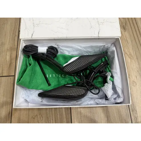 New in Box Jessica Rich Exotic Ankle Wrap Sandals in Black Sz 38 Sz 8 $150