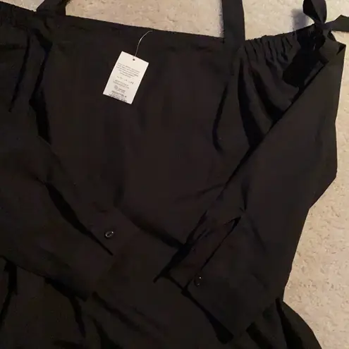 Miss Selfridge New black cold shoulder peasant dress