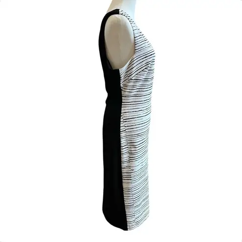 Julia Jordan Dress Size 14 Black White Stripe Knit Sheath Cut Out Back Zipper