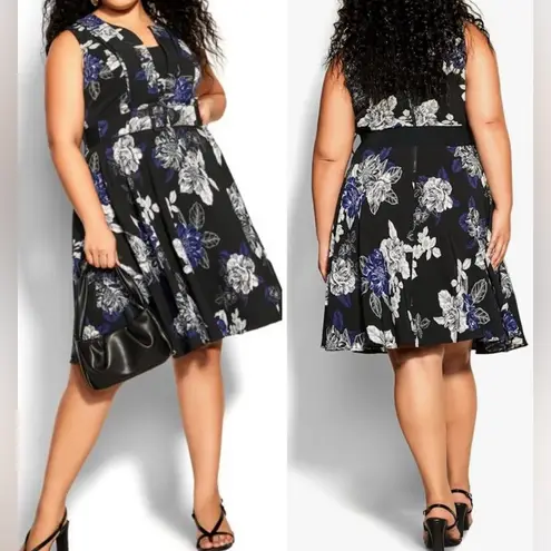 City Chic Epic Floral Mini Dress in Black