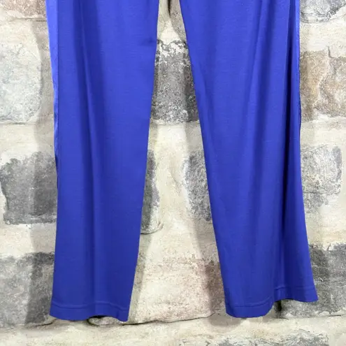 St. John Women's Blue Side Panel Satin Trim Pants Pull On Size Small Lightweight